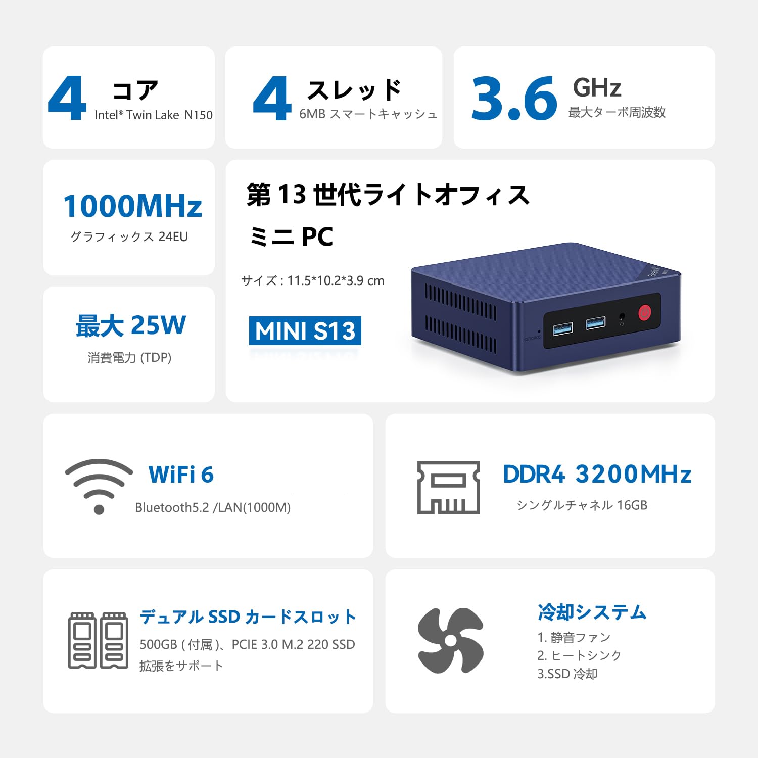 【美品】Beelink MINI S13 Pro ミニPC N150 16GB Amazon.co.jp: Beelink ミニ PC、Mini S13 Pro N150 (最大 3.6